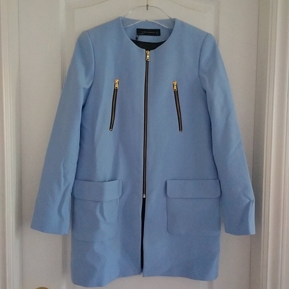 ZARA BNWT blue zip front frock coat - Picture 4 of 8